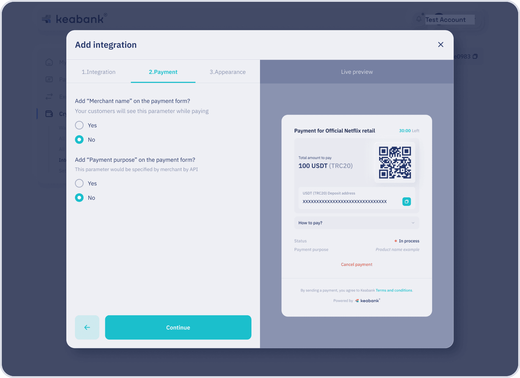 Integrations tab
